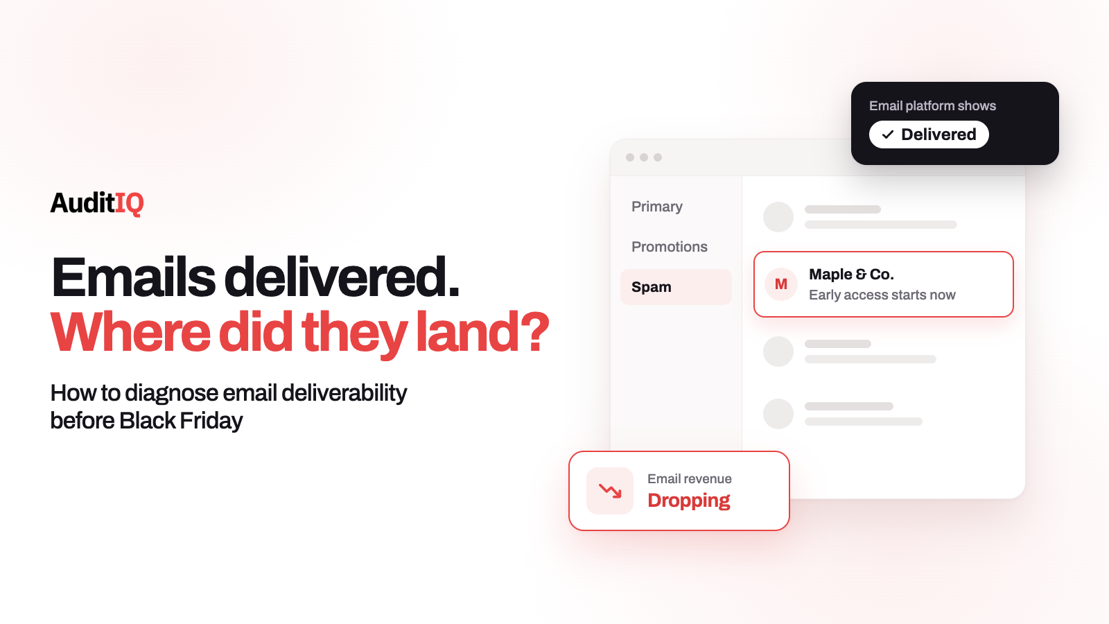 Email shows “delivered” but revenue has dropped? How to diagnose deliverability before Black Friday